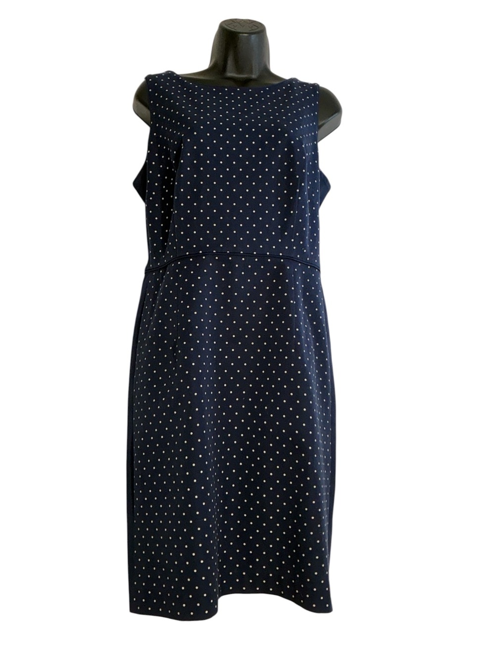 Tommy Hilfiger Navy and White Polka Dot Pencil Dress